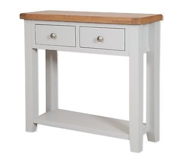 Dorset Oak Console Table Solid 2 Drawer Pine In Painted French Grey With Regard To 2 Drawer Console Tables (View 7 of 20)