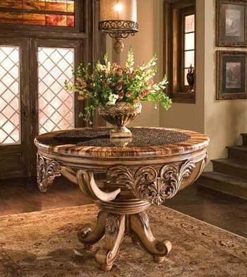 Dynasty Foyer Table W/ Bamboo Rings Top, 56 Dia X 40 | Foyer Table Inside Barnside Round Console Tables (View 5 of 20)