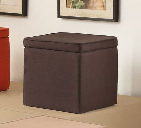 Ebony Micro Fiber Fabric Upholstered Square Cube Storage Ottoman In Natural Fabric Square Ottomans (Gallery 19 of 20)
