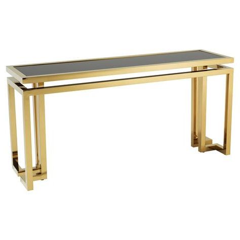 Eichholtz Palmer Modern Classic Rectangular Black Glass Top Gold For Silver Leaf Rectangle Console Tables (View 1 of 20)