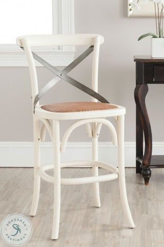 Eleanr Antique White X Back Counter Height Stool From Safavieh Pertaining To White Antique Brass Stools (View 9 of 20)