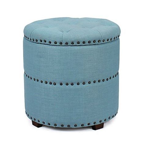 Elegan Eruo Style Fabric Round Storage Ottoman Bench Foot Rest Seat With Regard To Light Gray Fabric Tufted Round Storage Ottomans (View 11 of 20)