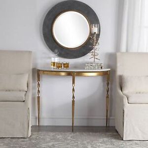 Elegant Demilune Console Table Sofa Entryway White Marble & Gold Iron For Marble Console Tables (Gallery 20 of 20)