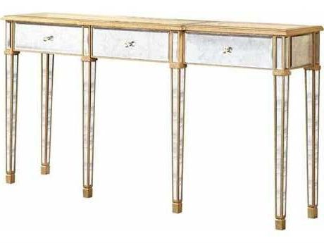 Elegant Lighting Florentine Gold & Antique Mirror 70''l X 15''w Throughout Walnut And Gold Rectangular Console Tables (Gallery 19 of 20)