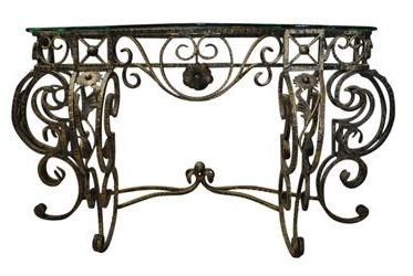 Elegant Wrought Iron Glass Top Console Table, Beveled,antique Gold Throughout Wrought Iron Console Tables (View 11 of 20)