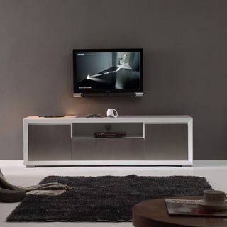 Element High Gloss White Stainless Steel Tv Stand – Overstock™ Shopping Inside Gloss White Steel Console Tables (View 14 of 20)