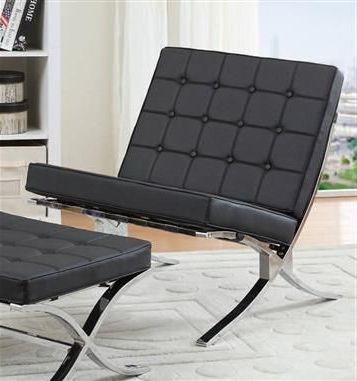 Elian Black Chrome Metal Pu Accent Chair | Chair And Ottoman Set, Chair Within Chrome Metal Ottomans (View 1 of 20)