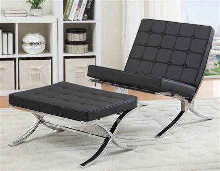 Elian Black Chrome Metal Pu Chair W/ottomans | Furniture, Black Intended For Chrome Metal Ottomans (View 2 of 20)