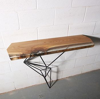 Elm Console Table With Geometric Base – Anglewood Live Edge Custom With Regard To Geometric Console Tables (View 14 of 20)