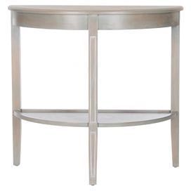 Elm Wood Console Table With A Demilune Silhouette And Bottom Display In Gray And Black Console Tables (View 10 of 20)