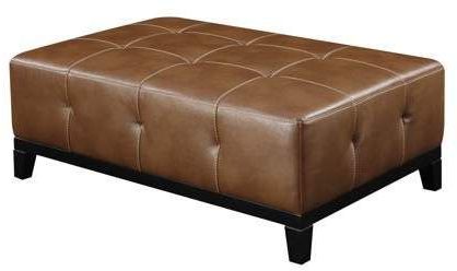 Emerald Home Chestnut Brown Ottoman With Faux Leather Upholstery Regarding Brown Faux Leather Tufted Round Wood Ottomans (View 13 of 20)