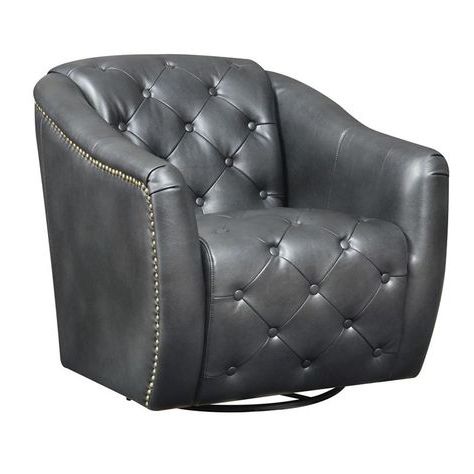 Emerald Home Vintage Barrel Swivel Chair Matte Black – U5113 05 35 Intended For Onyx Black Modern Swivel Ottomans (View 17 of 20)