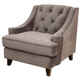 Emily Tufted Velvet Arm Chair In Gray | Velvet Tufted Chair Regarding Light Gray Velvet Fabric Accent Ottomans (View 1 of 20)
