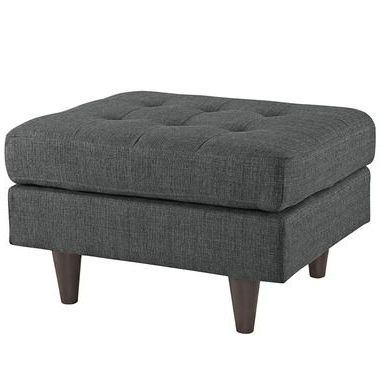 Empress Fabric Upholstered Ottoman With Wood Legs In Gray With Regard To Gray Fabric Oval Ottomans (View 1 of 20)