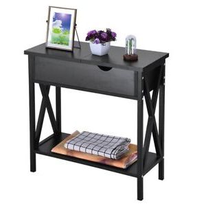 End Table W/flip Top Sofa Side Console Table W/shelf Hidden Hinged Within Black Wood Storage Console Tables (View 5 of 20)