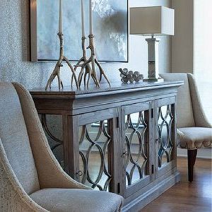 Entry Mirrored Credenza | Farm House Living Room, Transitional Living With Regard To Antique Blue Gold Console Tables (View 12 of 20)