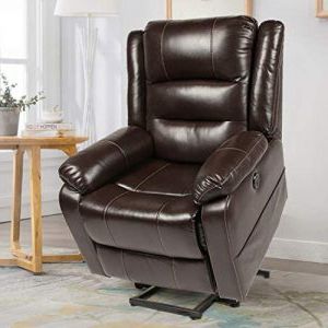 Esright Power Lift Chair Faux Leather Electric Recliner For Elderly In Black Faux Leather Usb Charging Ottomans (View 3 of 20)