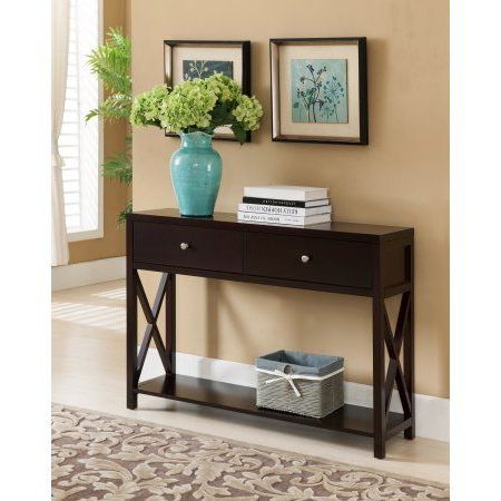 Ethan Contemporary Console Sofa Table With Storage Drawers & Shelf Throughout 3 Piece Shelf Console Tables (View 2 of 20)