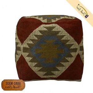 Ethnic Vintage Pouf Cover Hand Woven Kilim Ottoman Pouf Case 18 Within Traditional Hand Woven Pouf Ottomans (View 10 of 20)
