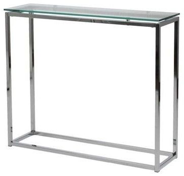 Eurostyle Sandor Rectangular Console Table W/ Clear Glass Top & Chrome Intended For Rectangular Glass Top Console Tables (View 11 of 20)