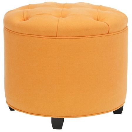 Evelyn Tufted Ottoman – Love The Orange Sorbet Color | Tufted Ottoman With Brown Fabric Tufted Surfboard Ottomans (View 14 of 20)