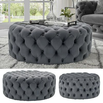Extra Large Chesterfield Footstool Ottoman Coffee Table Bench Stool For Round Gray Faux Leather Ottomans With Pull Tab (View 2 of 20)
