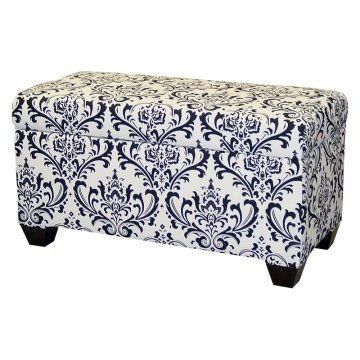 Fabric Storage Bench (with Images) | Black And White Furniture Regarding Black And Off White Rattan Ottomans (View 10 of 20)
