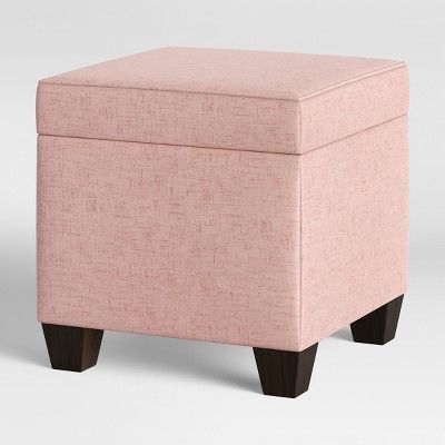 Fairland Square Storage Ottoman – Pale Pink Velvet – Threshold | Square Inside Twill Square Cube Ottomans (View 5 of 20)
