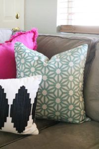 Family Room Refresh Regarding Charcoal And Camel Basket Weave Pouf Ottomans (View 2 of 20)