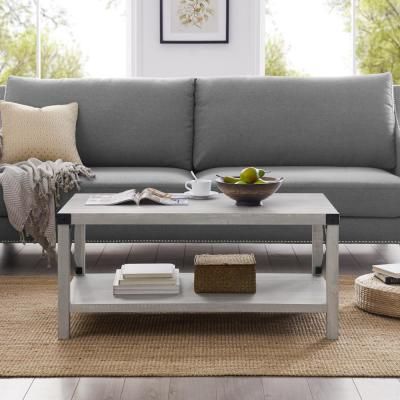Farmhouse – Coffee Tables – Accent Tables – The Home Depot For Smoke Gray Wood Square Console Tables (Gallery 19 of 20)