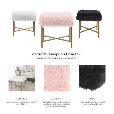 Faux Fur Square Ottoman – Pink – Homepop | Square Ottoman, Faux Fur Inside Charcoal Brown Faux Fur Square Ottomans (View 7 of 20)