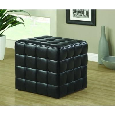 Faux Leather – Black – Ottomans – Living Room Furniture – The Home Depot In Black Faux Leather Cube Ottomans (View 15 of 17)
