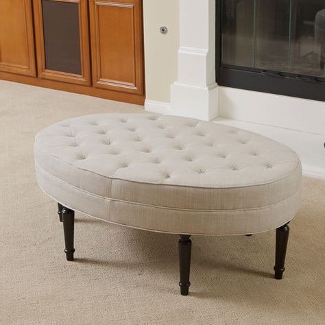Fielding Light Beige Fabric Oval Ottomanchristopher Knight Home Intended For Beige And Light Gray Fabric Pouf Ottomans (View 12 of 20)