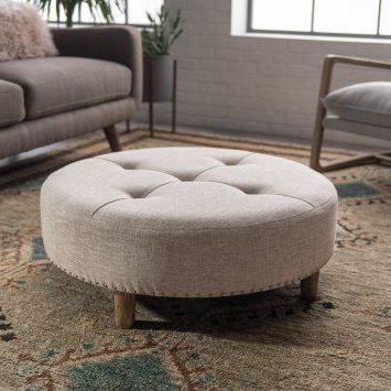Finley Home Miranda Tufted Ottoman | Tufted Ottoman, Round Storage Intended For Cream Fabric Tufted Round Storage Ottomans (View 11 of 20)