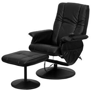 Flash Furniture Black Leather Swivel Message Recliner & Ottoman Bt 7320 Intended For Onyx Black Modern Swivel Ottomans (View 8 of 20)