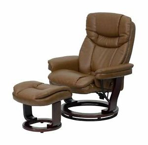 Flash Furniture Recliner Chair Ottoman Leather Swivel Palimino Mahogany Pertaining To Chrome Swivel Ottomans (View 6 of 20)