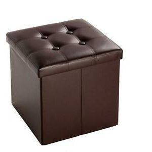 Foldable Faux Leather Storage Ottoman Square Cube Foot Rest Stool/seat Within Black Faux Leather Cube Ottomans (View 2 of 17)