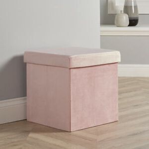 Folding Ottoman Blush Velvet Fabric Chest Solid Sturdy Storage Space Within Honeycomb Silver Velvet Fabric Ottomans (Gallery 20 of 20)