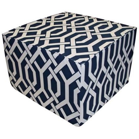 Fork Outdoor Square Navy Ottoman | Navy Ottoman, Outdoor Ottoman, Ottoman For Navy And Dark Brown Jute Pouf Ottomans (View 11 of 20)