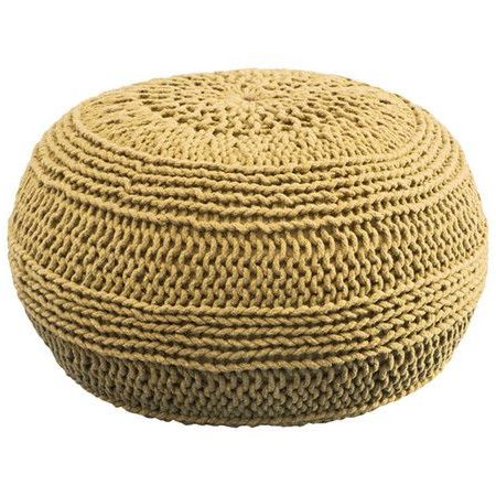 Found It At Wayfair – Cable Knit Pouf Ottoman In Mustard | Knitted Pouf Inside Cream Cotton Knitted Pouf Ottomans (View 3 of 20)