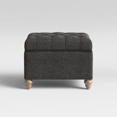 Frankford Tufted Storage Ottoman Charcoal – Threshold : Target | Grey Inside Gray Velvet Ottomans With Ample Storage (View 3 of 20)
