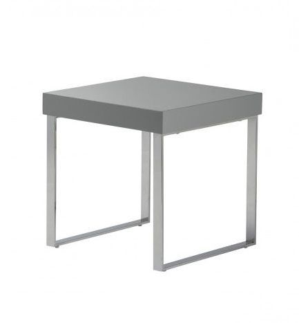 Franklin Grey High Gloss End Table Fr01grey|| Morale Home Furnishings Pertaining To Square High Gloss Console Tables (View 11 of 20)