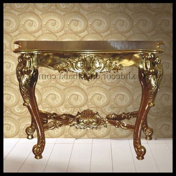 French Gold Ornate Wall Table Console Foyer Luxury Console Table – Buy For Gold And Mirror Modern Cube Console Tables (Gallery 20 of 20)