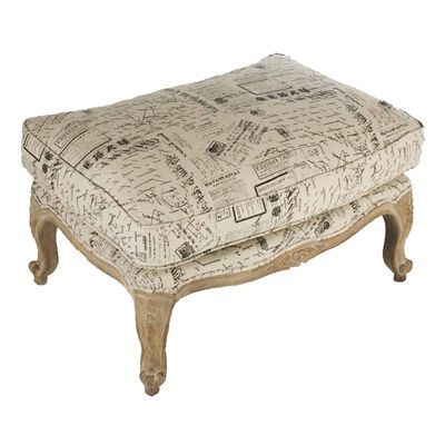 French Script Ottoman Featuring A Frame Made From Grey Oak And Throughout French Linen Black Square Ottomans (View 18 of 20)