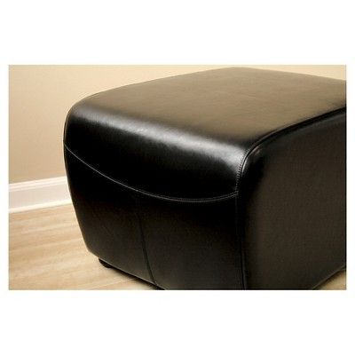 Full Leather Ottoman With Rounded Sides Black – Baxton Studio (with With Black Leather And Gray Canvas Pouf Ottomans (View 2 of 20)