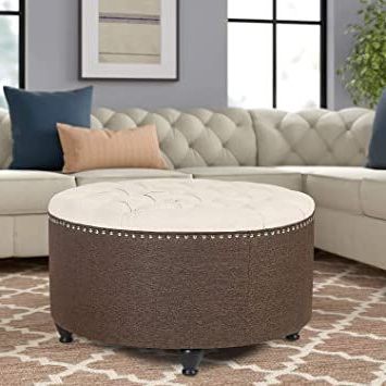 Furnistar 28" Large Fabric Button Tufted Round Ottoman (contrast Collar In Fabric Tufted Round Storage Ottomans (View 14 of 20)