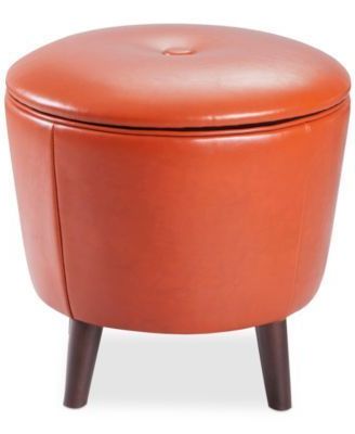 Furniture Kalen Faux Leather Storage Ottoman & Reviews – Furniture With Regard To Orange Tufted Faux Leather Storage Ottomans (View 17 of 20)