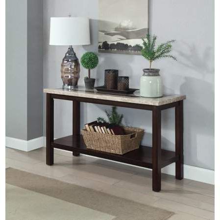 Furniture Of America Calvin Marble Top Console Table, Dark Walnut Throughout Marble Top Console Tables (View 7 of 20)