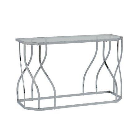 Furniture Of America Joel Contemporary Glass Top Console Table, Chrome Regarding Glass And Chrome Console Tables (View 4 of 20)