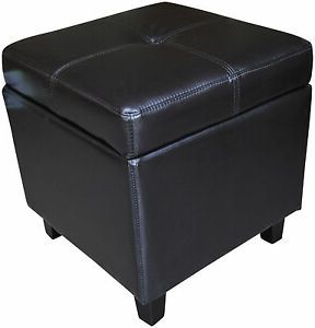 Genuine Brand New Real Leather Dark Brown Ottoman Box Storage Footstool For Black And White Zigzag Pouf Ottomans (View 2 of 20)